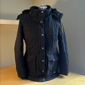 Hunter Black Quilted Hooded Jacket (L)